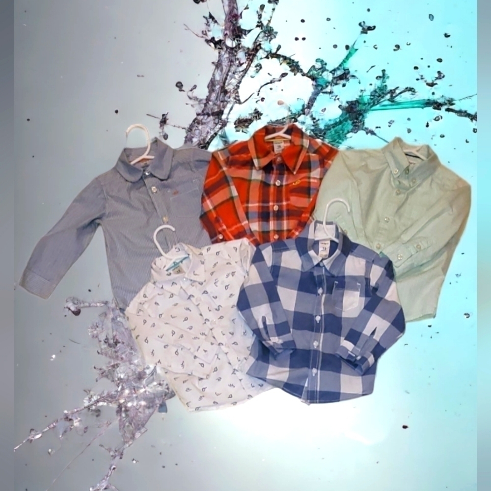 Carter's Boy's Casual Button-down Shirt lot of 4 plus 1 Free